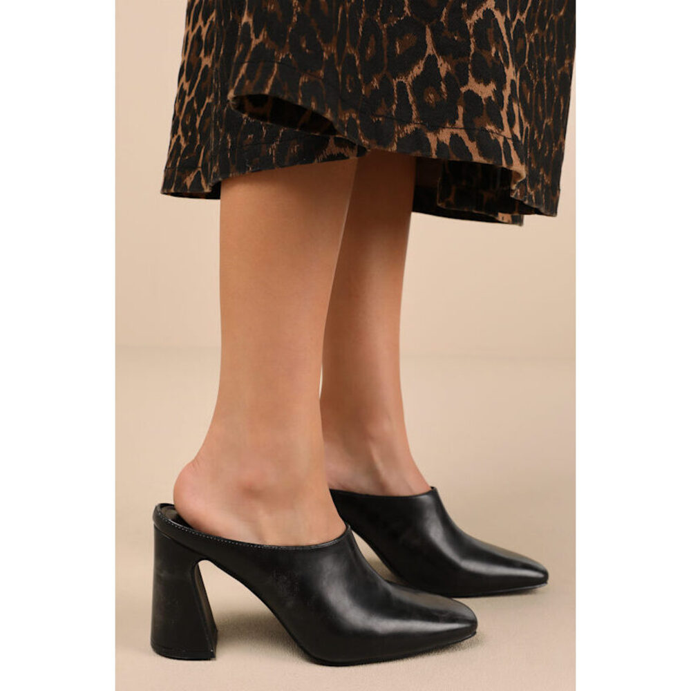 Lulus Londynn Black Square-toe Mule Pumps - Size 8